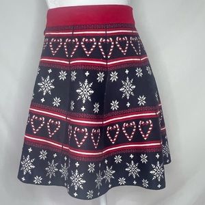 NWT Christmas Sweater Skirt Red Black Heart & Candy Canes it’s our time sz small